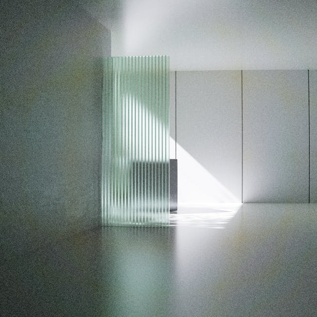 Minimalist ribbed glass partition